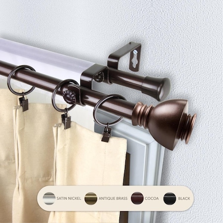 Central Design 0.8125 in. Kingsly Double Curtain Rod with 28 to 48 in. Extension, Cocoa 4786-287